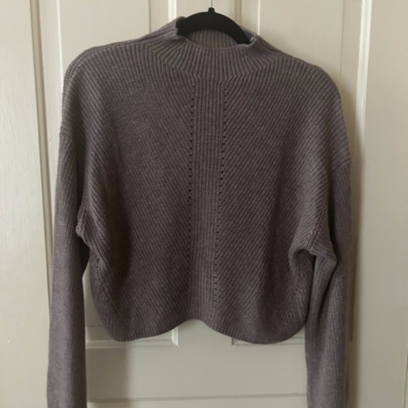 Le ORE Lodi pointelle knit mock neck sweater XS S 2/4 Dark Sand - Picture 1 of 8